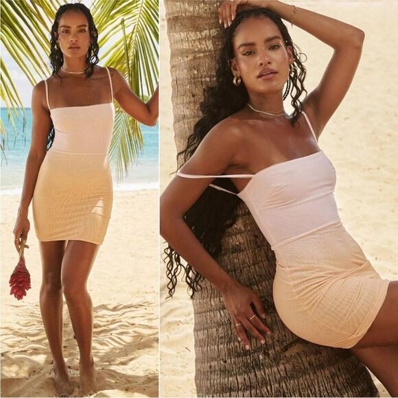 House of CB Deva Ombre Mini Dress Size L Pink Orange Mesh NWT $225 - Picture 4 of 5